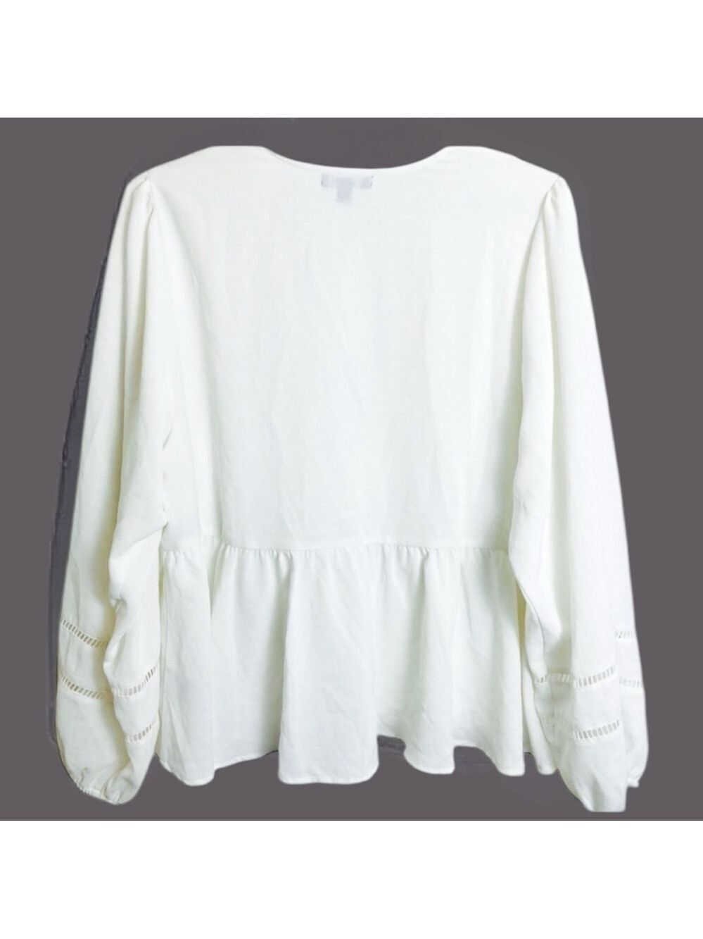 Torrid 2 Women’s White Eyelet Top Front Lace-up Cottagecore, Boho Long Sleeve - Picture 6 of 14